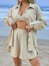 Women's Casual Shirt And Shorts Set